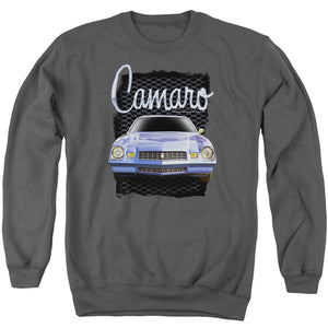 AN OFFCIALLY LICENSED CHEVROLET YELLOW CAMARO ADULT UNISEX CREWNECK SWEATSHIRT CHARCOAL