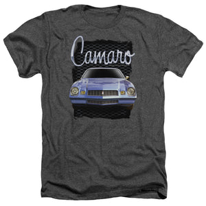 AN OFFCIALLY LICENSED CHEVROLET YELLOW CAMARO MEN'S HEATHER T-SHIRT CHARCOAL