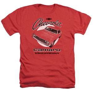 AN OFFCIALLY LICENSED CHEVROLET RETRO CAMARO MEN'S HEATHER T-SHIRT RED