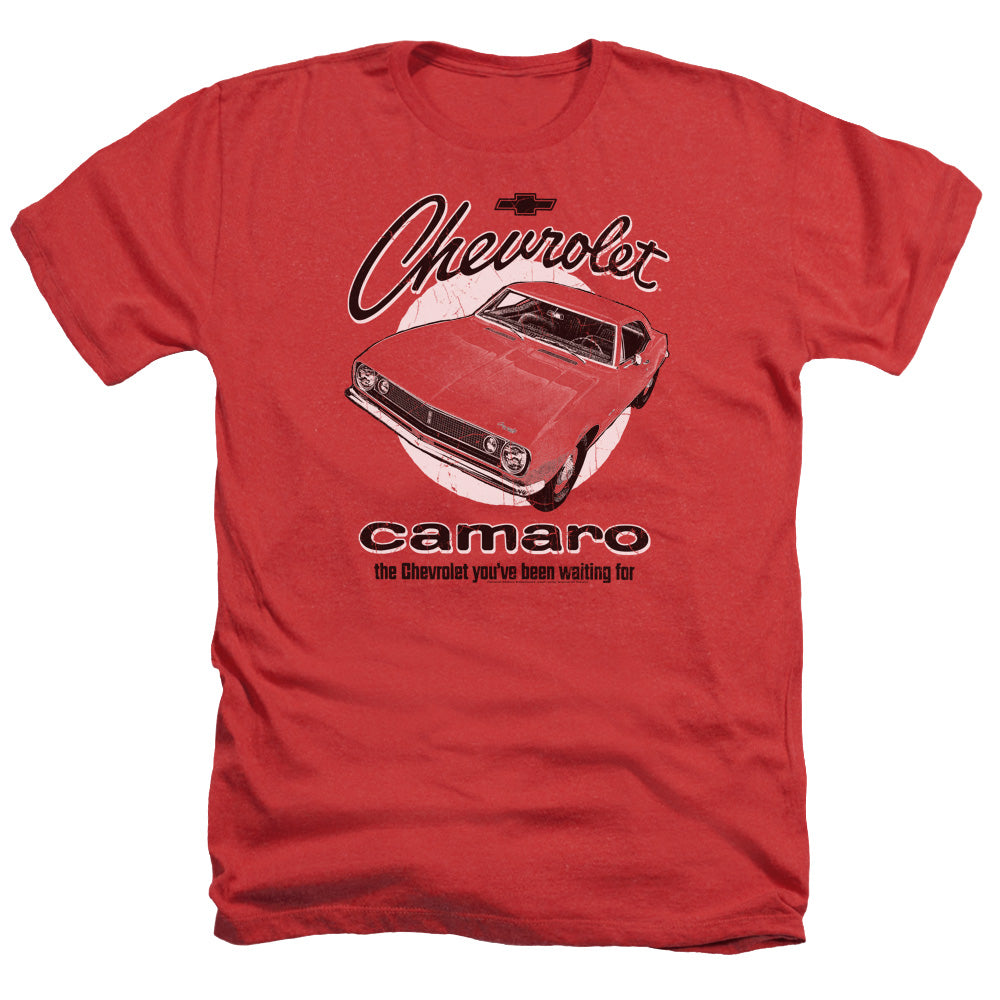 AN OFFCIALLY LICENSED CHEVROLET RETRO CAMARO MEN'S HEATHER T-SHIRT RED