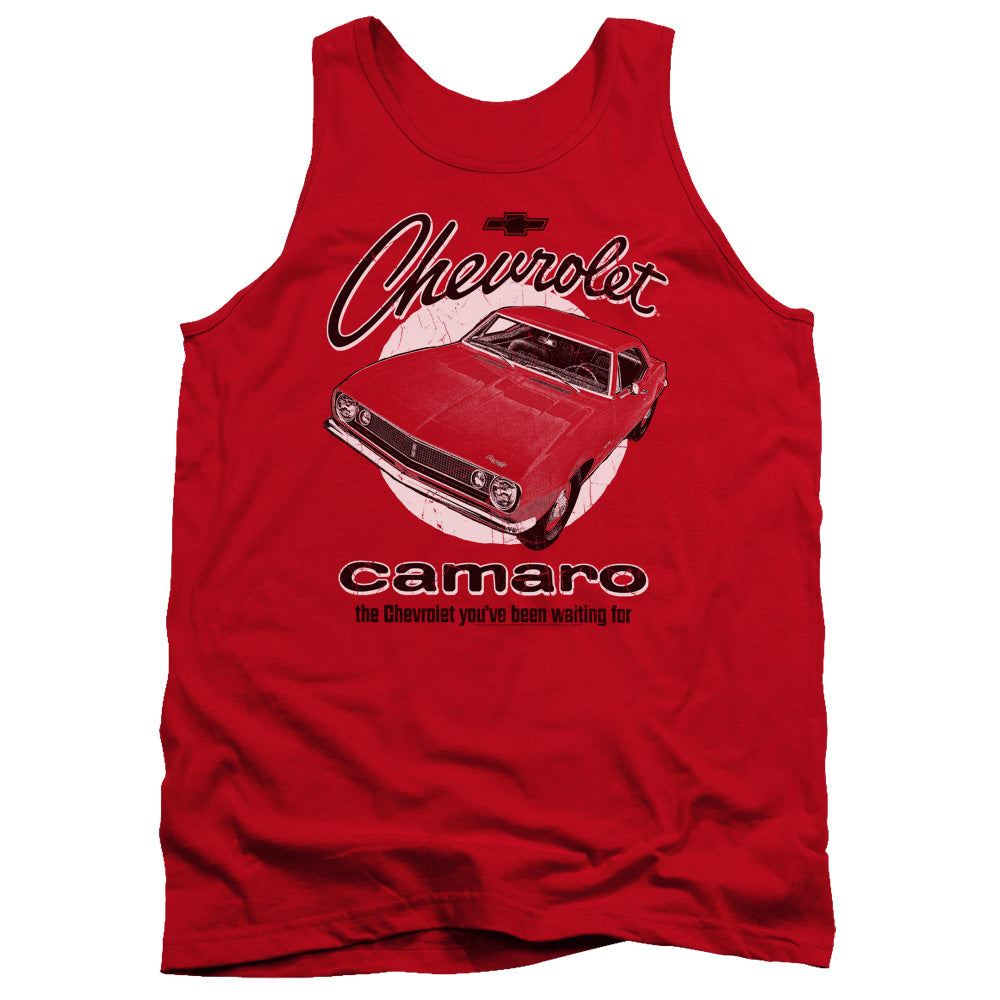 AN OFFCIALLY LICENSED CHEVROLET RETRO CAMARO ADULT UNISEX TANK TOP RED
