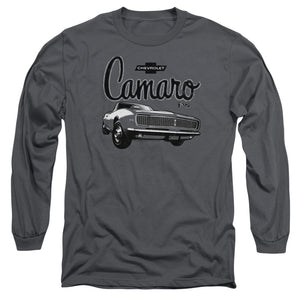 AN OFFCIALLY LICENSED CHEVROLET SCRIPT CAR MEN'S LONG SLEEVE T-SHIRT CHARCOAL