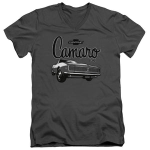 AN OFFCIALLY LICENSED CHEVROLET SCRIPT CAR MEN'S V-NECK T-SHIRT CHARCOAL