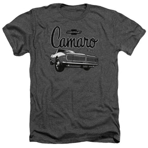 AN OFFCIALLY LICENSED CHEVROLET SCRIPT CAR MEN'S HEATHER T-SHIRT CHARCOAL