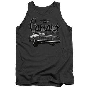 AN OFFCIALLY LICENSED CHEVROLET SCRIPT CAR ADULT UNISEX TANK TOP CHARCOAL
