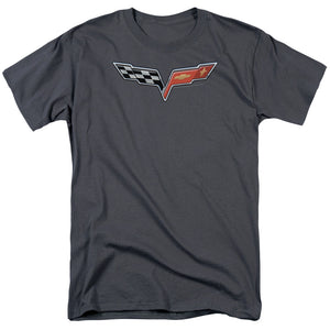 AN OFFCIALLY LICENSED CHEVROLET THE VETTE MEDALLION MEN'S REGULAR FIT T-SHIRT CHARCOAL