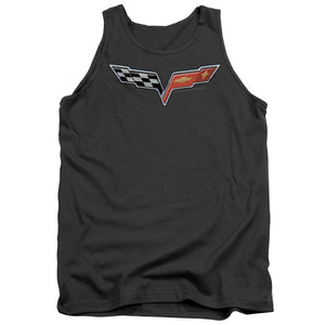 AN OFFCIALLY LICENSED CHEVROLET THE VETTE MEDALLION ADULT UNISEX TANK TOP CHARCOAL