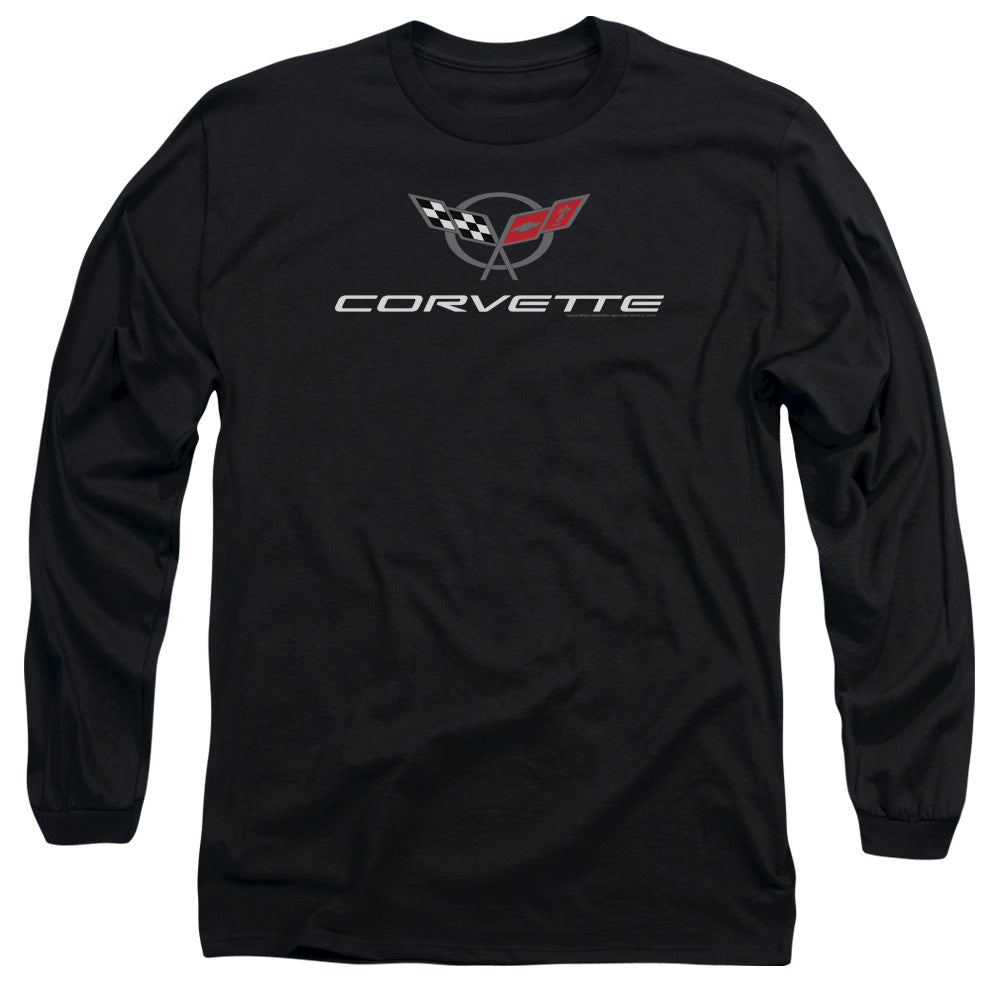 AN OFFCIALLY LICENSED CHEVROLET CORVETTE MODERN EMBLEM MEN'S LONG SLEEVE T-SHIRT BLACK