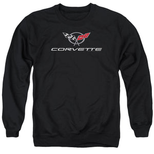 AN OFFCIALLY LICENSED CHEVROLET CORVETTE MODERN EMBLEM ADULT UNISEX CREWNECK SWEATSHIRT BLACK