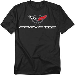 AN OFFCIALLY LICENSED CHEVROLET CORVETTE MODERN EMBLEM MEN'S REGULAR FIT T-SHIRT BLACK