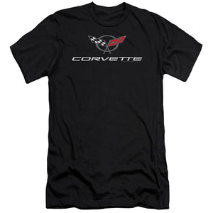 AN OFFCIALLY LICENSED CHEVROLET CORVETTE MODERN EMBLEM MEN'S PREMIUM SLIM FIT T-SHIRT BLACK