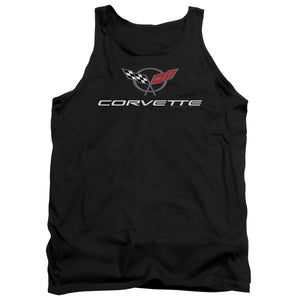 AN OFFCIALLY LICENSED CHEVROLET CORVETTE MODERN EMBLEM ADULT UNISEX TANK TOP BLACK
