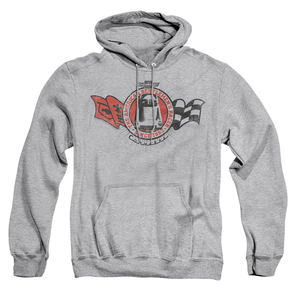 AN OFFCIALLY LICENSED CHEVROLET GENTLEMENS RACER ADULT UNISEX PULLOVER HOODIE ATHLETIC HEATHER
