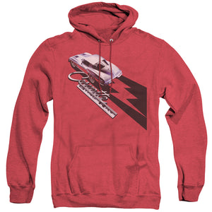 AN OFFCIALLY LICENSED CHEVROLET SPLIT WINDOW STING RAY ADULT UNISEX HEATHER PULLOVER HOODIE RED