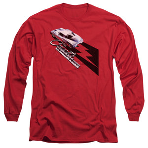 AN OFFCIALLY LICENSED CHEVROLET SPLIT WINDOW STING RAY MEN'S LONG SLEEVE T-SHIRT RED