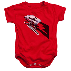 AN OFFCIALLY LICENSED CHEVROLET SPLIT WINDOW STING RAY BABY BODYSUIT RED