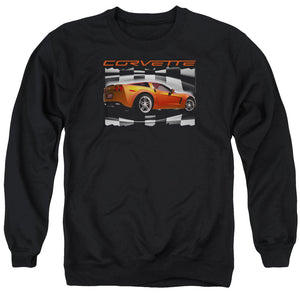 AN OFFCIALLY LICENSED CHEVROLET ORANGE Z06 VETTE ADULT UNISEX CREWNECK SWEATSHIRT BLACK
