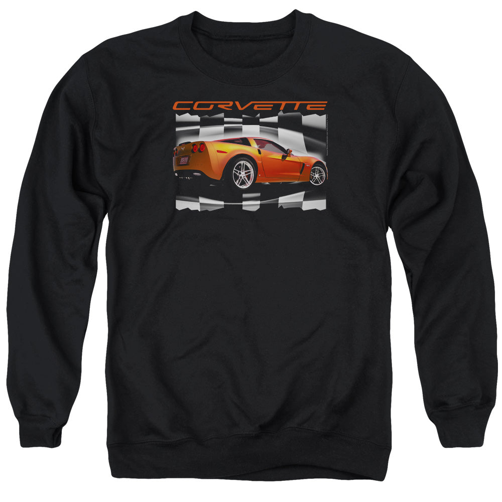 AN OFFCIALLY LICENSED CHEVROLET ORANGE Z06 VETTE ADULT UNISEX CREWNECK SWEATSHIRT BLACK