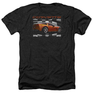 AN OFFCIALLY LICENSED CHEVROLET ORANGE Z06 VETTE MEN'S HEATHER T-SHIRT CHARCOAL