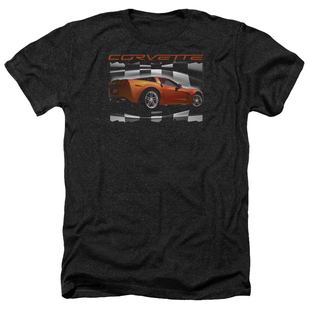 AN OFFCIALLY LICENSED CHEVROLET ORANGE Z06 VETTE MEN'S HEATHER T-SHIRT CHARCOAL