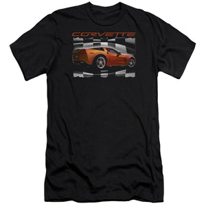 AN OFFCIALLY LICENSED CHEVROLET ORANGE Z06 VETTE MEN'S PREMIUM SLIM FIT T-SHIRT BLACK