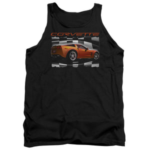 AN OFFCIALLY LICENSED CHEVROLET ORANGE Z06 VETTE ADULT UNISEX TANK TOP BLACK