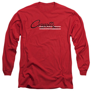 AN OFFCIALLY LICENSED CHEVROLET RETRO STINGRAY MEN'S LONG SLEEVE T-SHIRT RED
