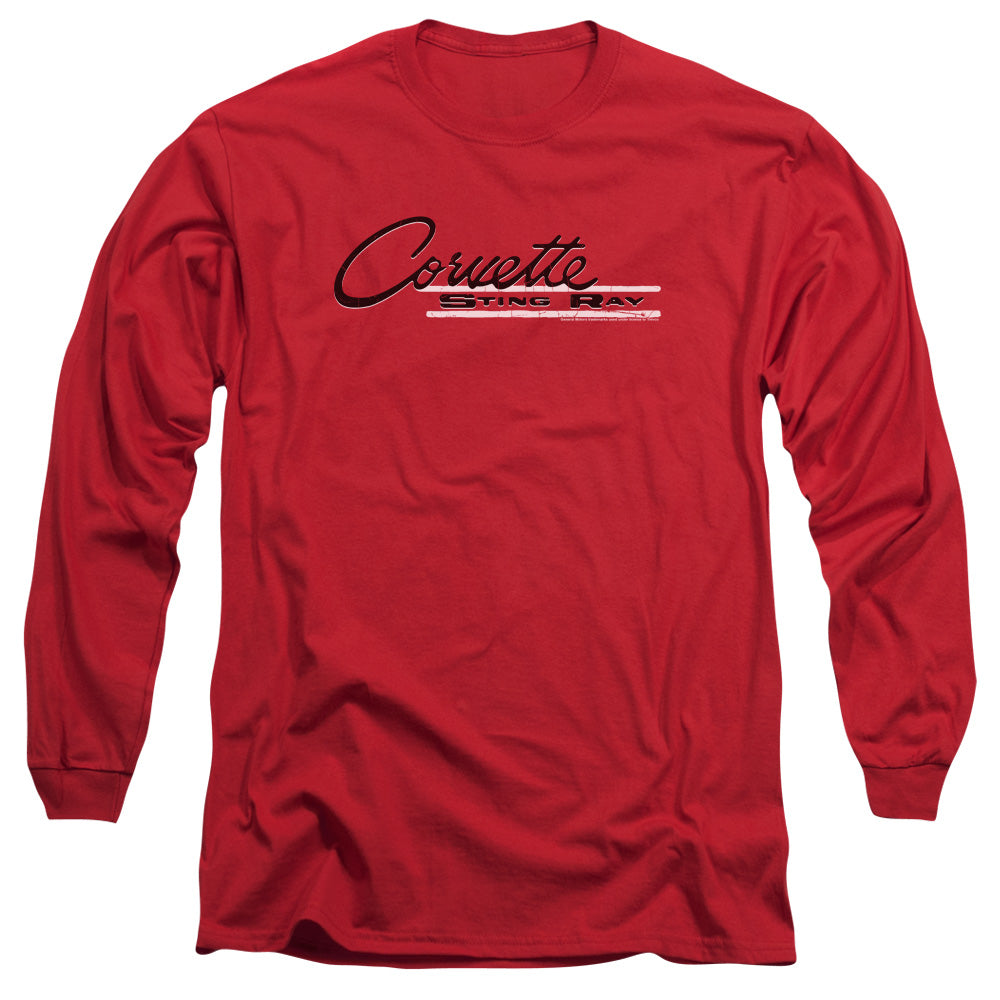 AN OFFCIALLY LICENSED CHEVROLET RETRO STINGRAY MEN'S LONG SLEEVE T-SHIRT RED