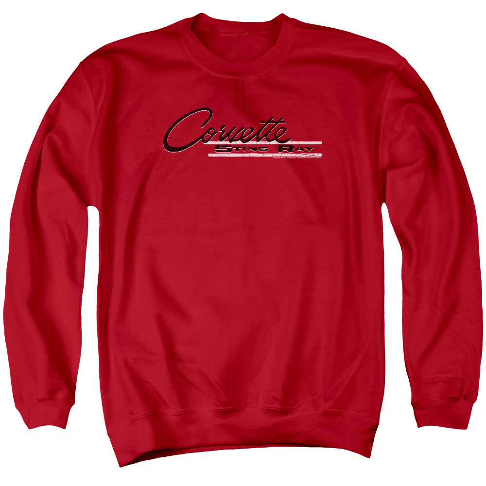AN OFFCIALLY LICENSED CHEVROLET RETRO STINGRAY ADULT UNISEX CREWNECK SWEATSHIRT RED