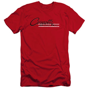 AN OFFCIALLY LICENSED CHEVROLET RETRO STINGRAY MEN'S PREMIUM SLIM FIT T-SHIRT RED