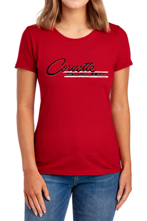 AN OFFCIALLY LICENSED CHEVROLET RETRO STINGRAY WOMEN'S REGULAR FIT T-SHIRT RED