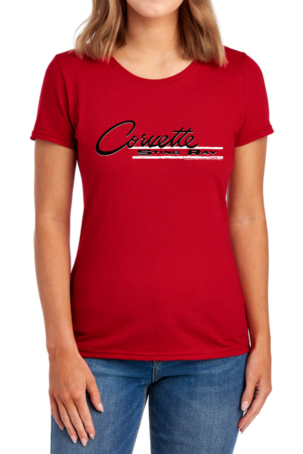 AN OFFCIALLY LICENSED CHEVROLET RETRO STINGRAY WOMEN'S REGULAR FIT T-SHIRT RED