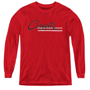 AN OFFCIALLY LICENSED CHEVROLET RETRO STINGRAY YOUTH LONG SLEEVE T-SHIRT RED