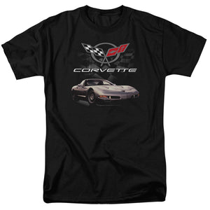 AN OFFCIALLY LICENSED CHEVROLET CHECKERED PAST MEN'S REGULAR FIT T-SHIRT BLACK