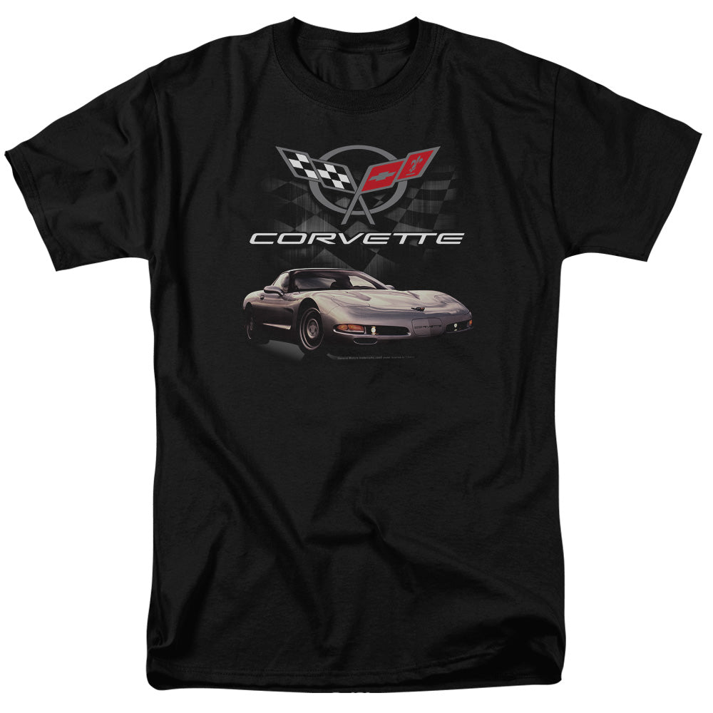 AN OFFCIALLY LICENSED CHEVROLET CHECKERED PAST MEN'S REGULAR FIT T-SHIRT BLACK