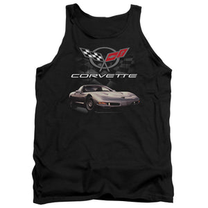AN OFFCIALLY LICENSED CHEVROLET CHECKERED PAST ADULT UNISEX TANK TOP BLACK