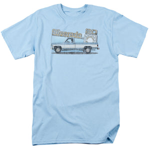 AN OFFCIALLY LICENSED CHEVROLET OLD SILVERADO SKETCH MEN'S REGULAR FIT T-SHIRT LIGHT BLUE