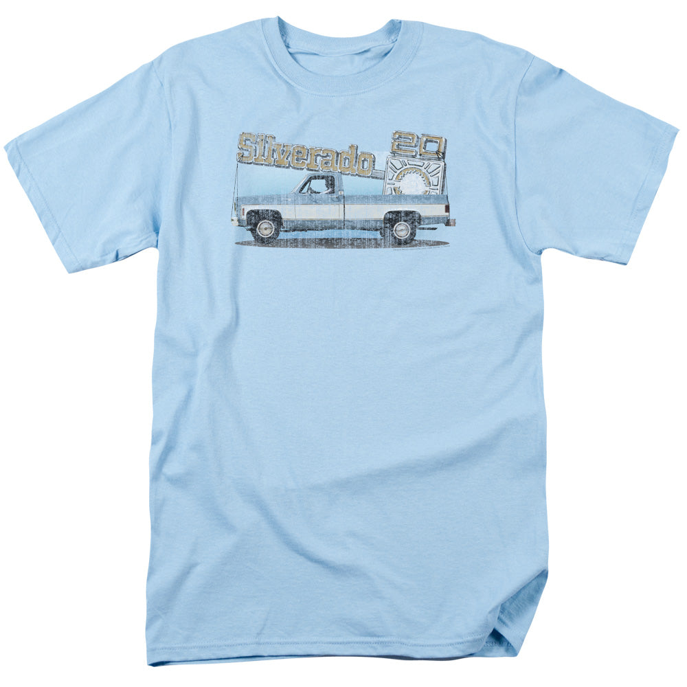 AN OFFCIALLY LICENSED CHEVROLET OLD SILVERADO SKETCH MEN'S REGULAR FIT T-SHIRT LIGHT BLUE