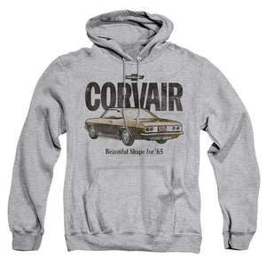 AN OFFCIALLY LICENSED CHEVROLET RETRO CORVAIR ADULT UNISEX PULLOVER HOODIE ATHLETIC HEATHER
