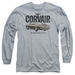 AN OFFCIALLY LICENSED CHEVROLET RETRO CORVAIR MEN'S LONG SLEEVE T-SHIRT ATHLETIC HEATHER
