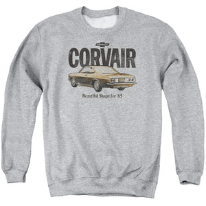 AN OFFCIALLY LICENSED CHEVROLET RETRO CORVAIR ADULT UNISEX CREWNECK SWEATSHIRT ATHLETIC HEATHER
