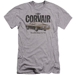 AN OFFCIALLY LICENSED CHEVROLET RETRO CORVAIR MEN'S PREMIUM SLIM FIT T-SHIRT ATHLETIC HEATHER