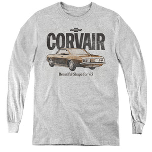 AN OFFCIALLY LICENSED CHEVROLET RETRO CORVAIR YOUTH LONG SLEEVE T-SHIRT ATHLETIC HEATHER
