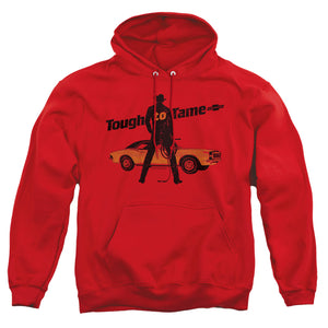 AN OFFCIALLY LICENSED CHEVROLET TOUGH TO TAME ADULT UNISEX PULLOVER HOODIE RED