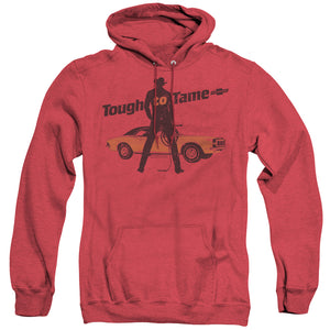 AN OFFCIALLY LICENSED CHEVROLET TOUGH TO TAME ADULT UNISEX HEATHER PULLOVER HOODIE RED