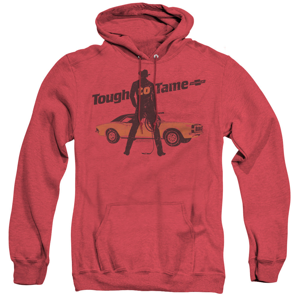 AN OFFCIALLY LICENSED CHEVROLET TOUGH TO TAME ADULT UNISEX HEATHER PULLOVER HOODIE RED