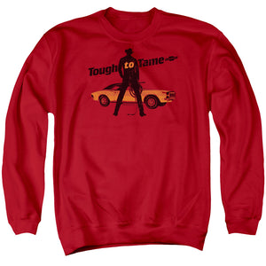 AN OFFCIALLY LICENSED CHEVROLET TOUGH TO TAME ADULT UNISEX CREWNECK SWEATSHIRT RED