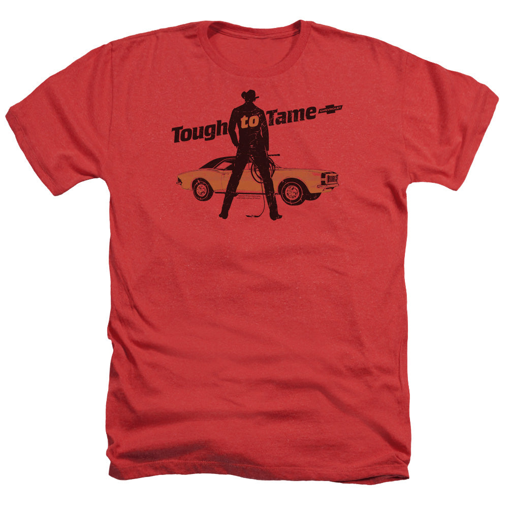 AN OFFCIALLY LICENSED CHEVROLET TOUGH TO TAME MEN'S HEATHER T-SHIRT RED