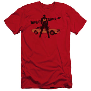 AN OFFCIALLY LICENSED CHEVROLET TOUGH TO TAME MEN'S PREMIUM SLIM FIT T-SHIRT RED