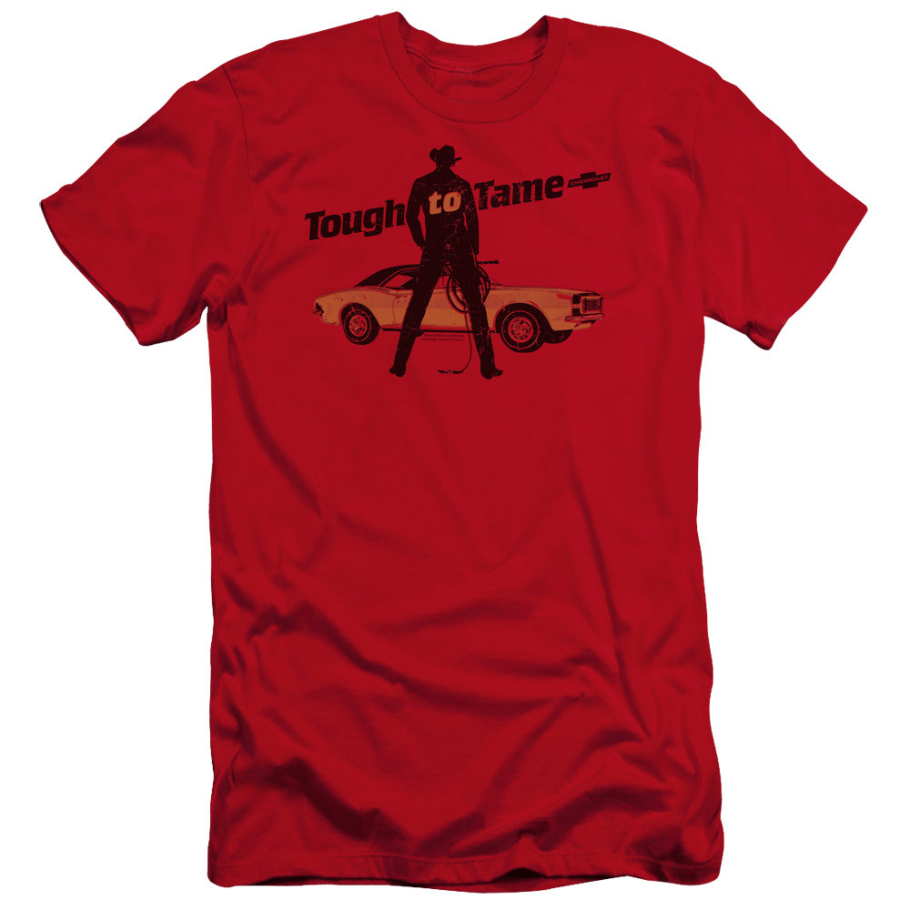AN OFFCIALLY LICENSED CHEVROLET TOUGH TO TAME MEN'S PREMIUM SLIM FIT T-SHIRT RED